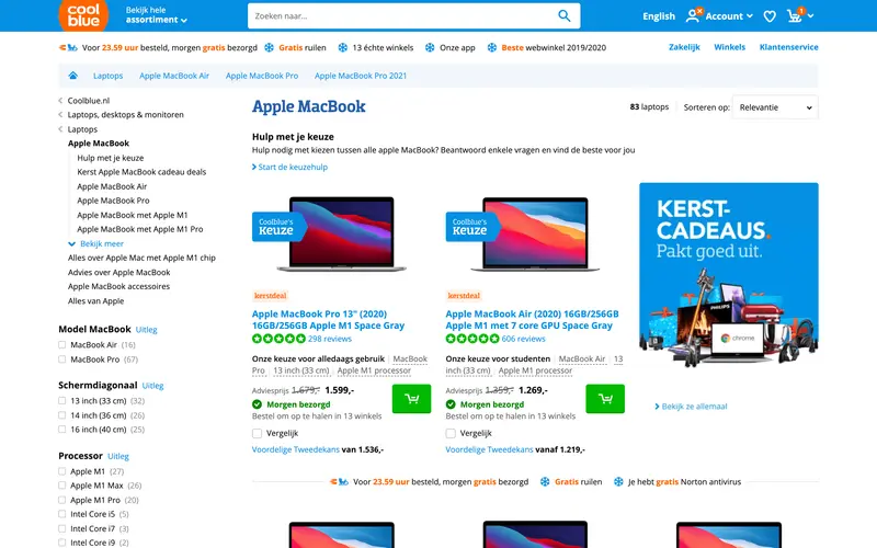Webshop categorie pagina